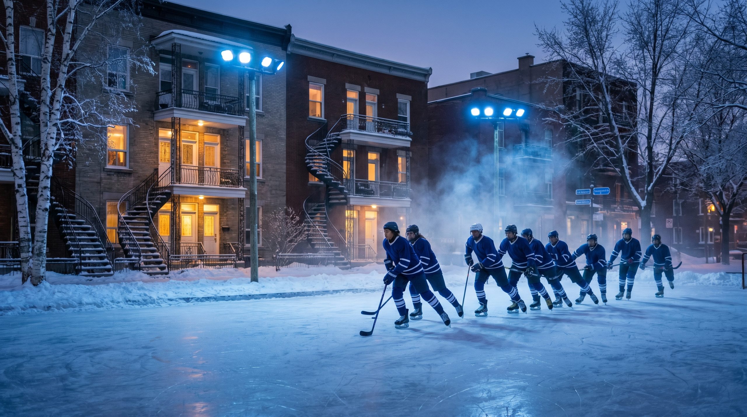 Le Centre Molson illuminé lors des séries éliminatoires du printemps 1993 à Montréal