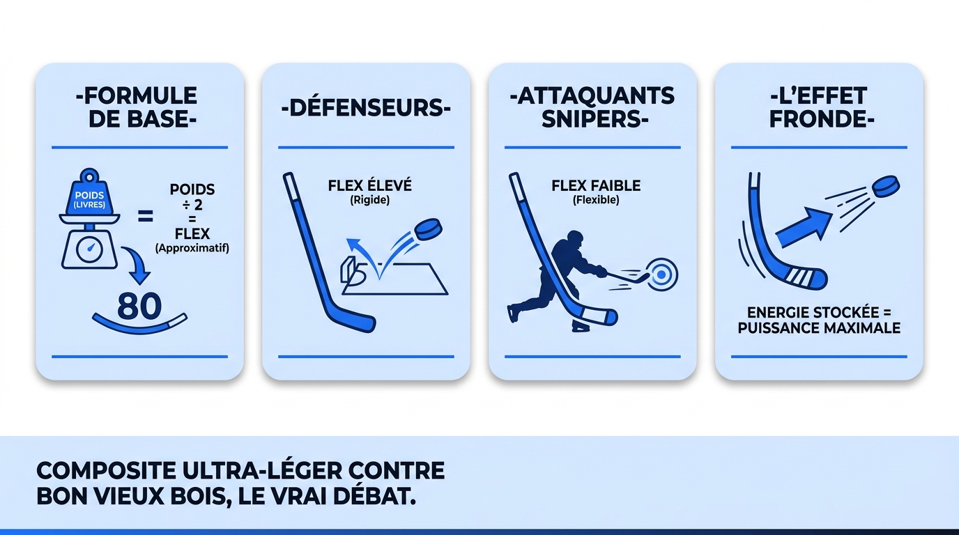 Sélection de bâtons de hockey dans un magasin d'équipement sportif au Québec
