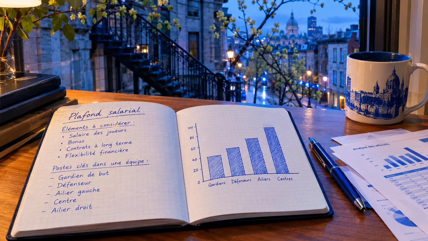 Tableau d'analyse des transactions LNH avec grille d'évaluation pour les partisans